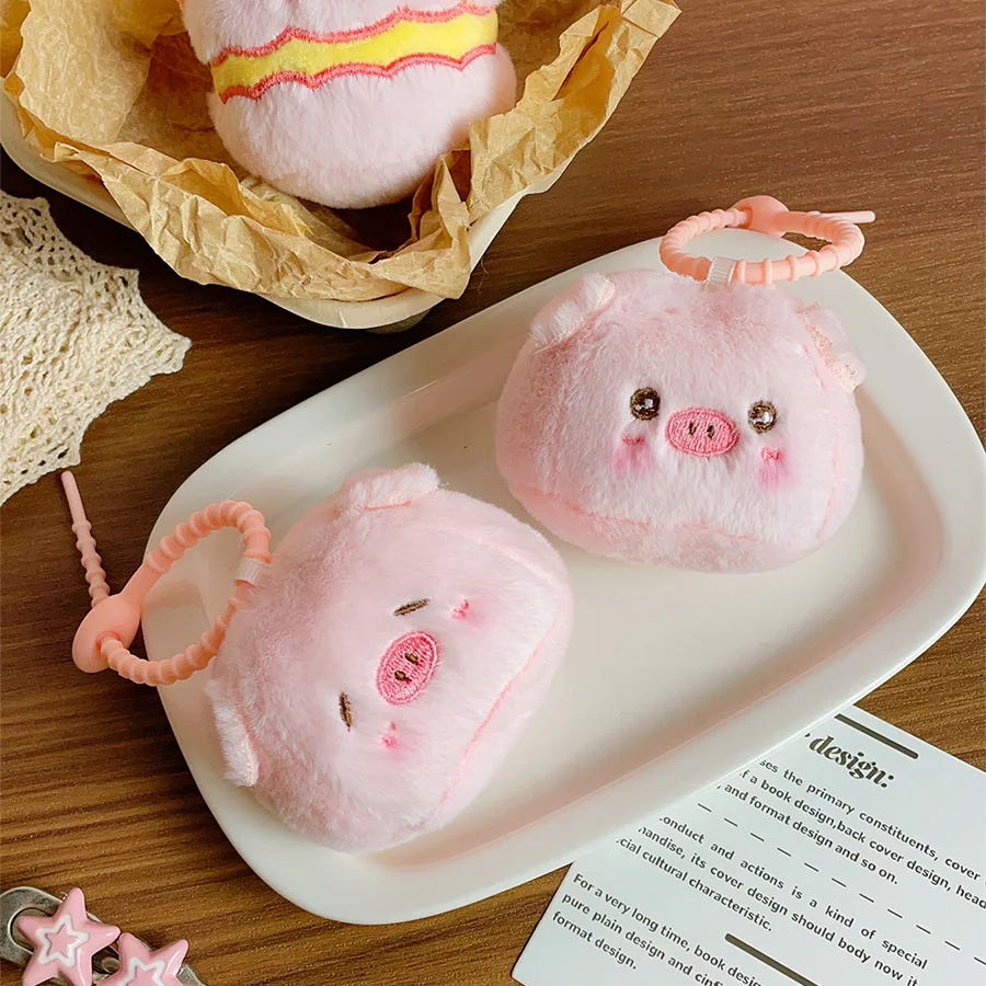 Cartoon Pink Piggy Plush Doll Toy Pendant Keychain Simulation Animal Burger Piggy Plush Doll Bag Decoration Keychain Funny Gift