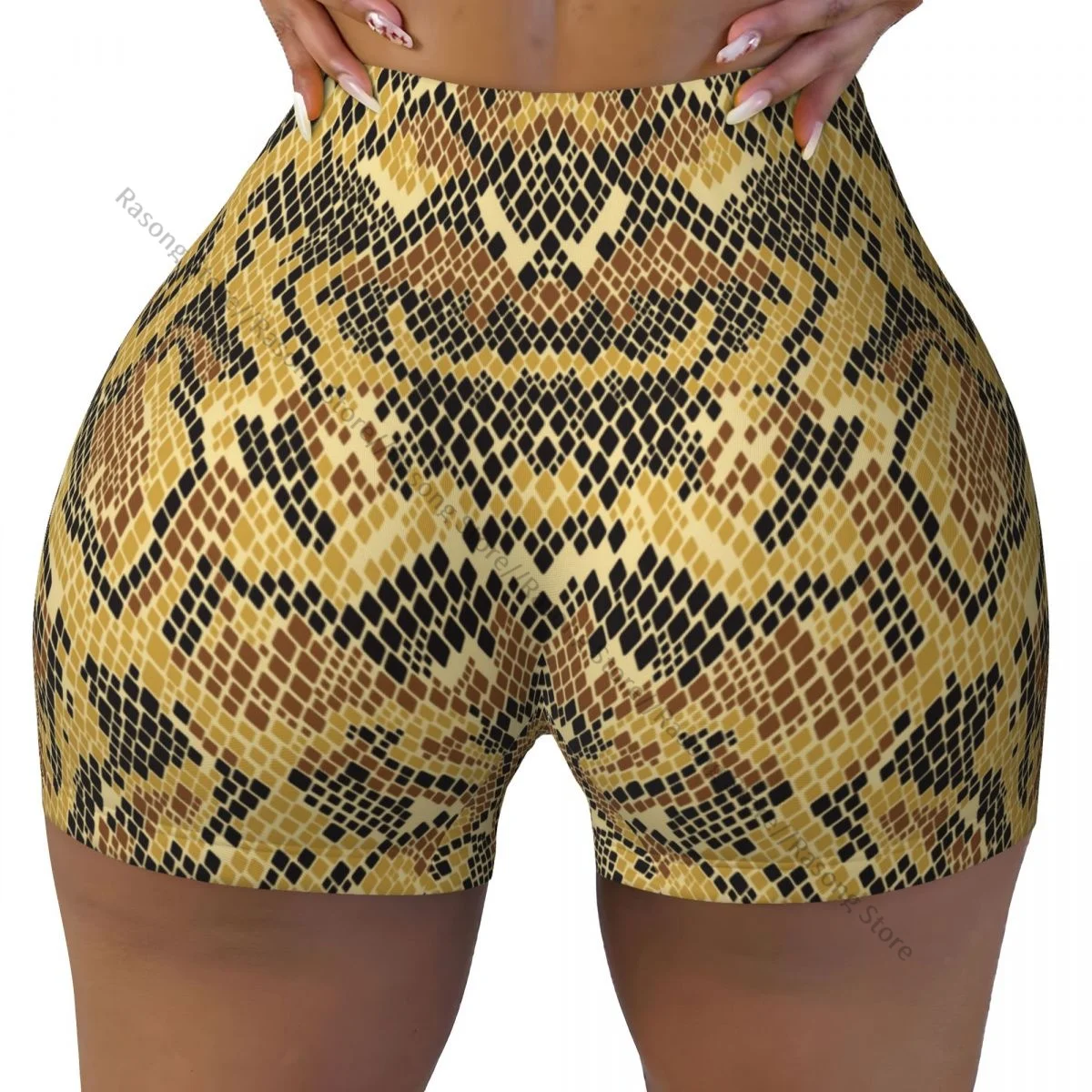 Women Yoga Shorts Abstract Python Snake Skin Workout Shorts Fitness quick-dry Ladies Yoga Gym Running Short Pants Sportswear