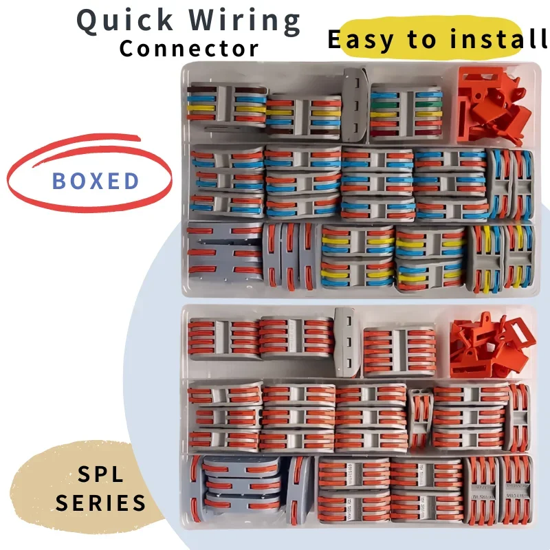 Conector de Cable eléctrico, tira Led, Mini resorte de jaula, Universal, compacto, Conductor de cableado rápido, 64 unids/lote por caja