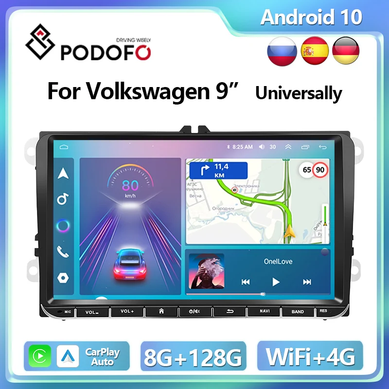 

Podofo 4G CarPlay Android Auto 8inch Car Radio For Volkswagen Skoda SEAT Multimedia Player 2din GPS Stereo Head Unit IPS HiFi FM
