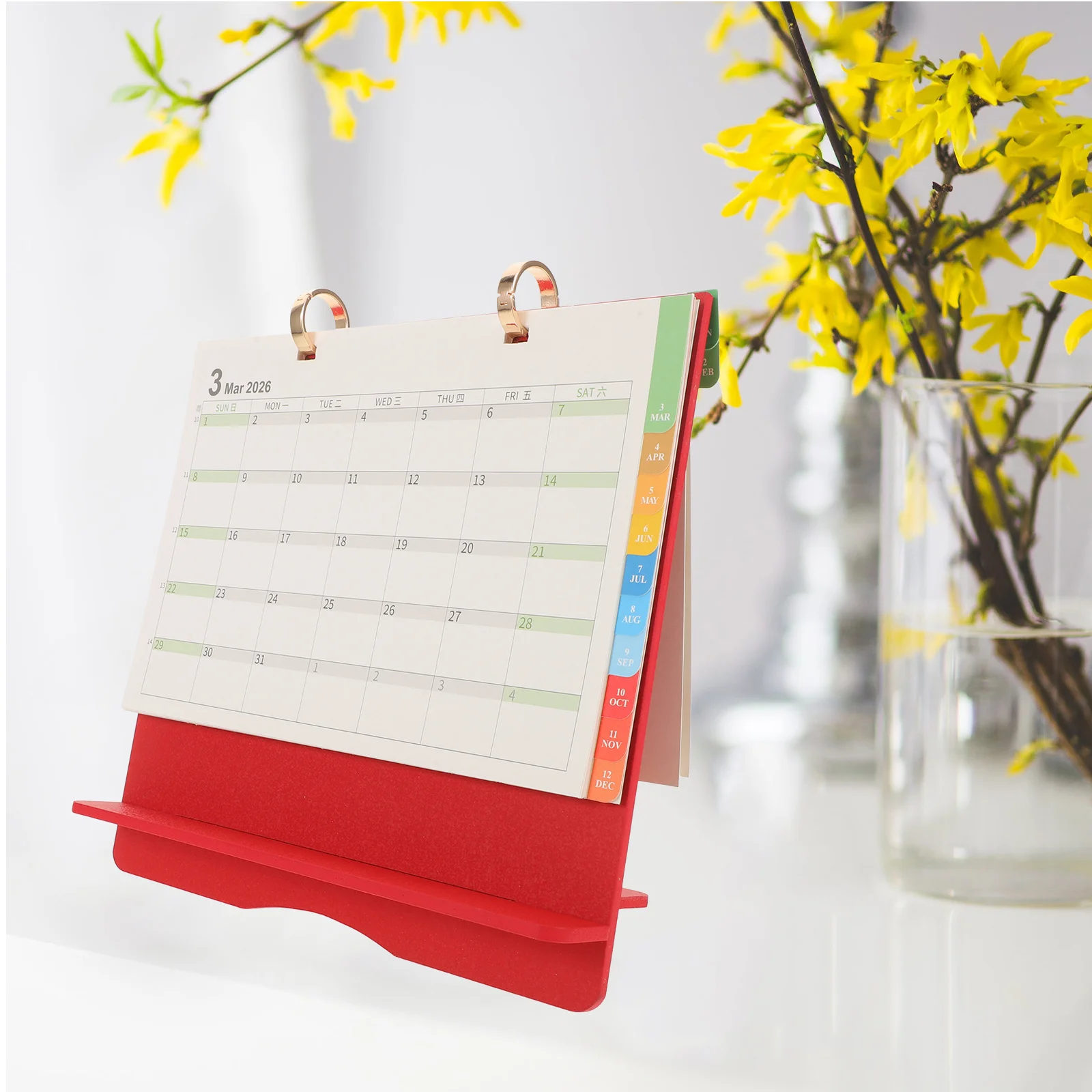 

2026 Desk Flip Wooden Desktop Calendar Stand Office Organizer Monthly Planner Tabletop Calendar For Home Office Teacher