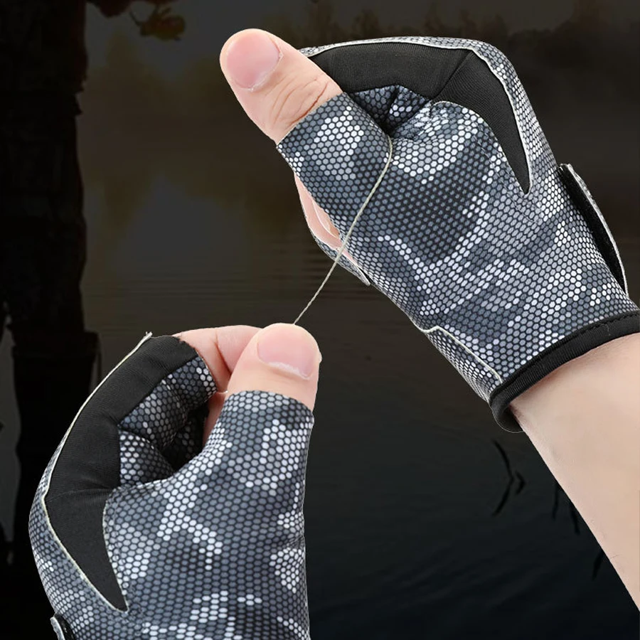 Fishing Gloves for Men Anti Slip Summer Sun Protection Gloves Breathable 3 Finger Cut Gloves Fly Fishing Accessories