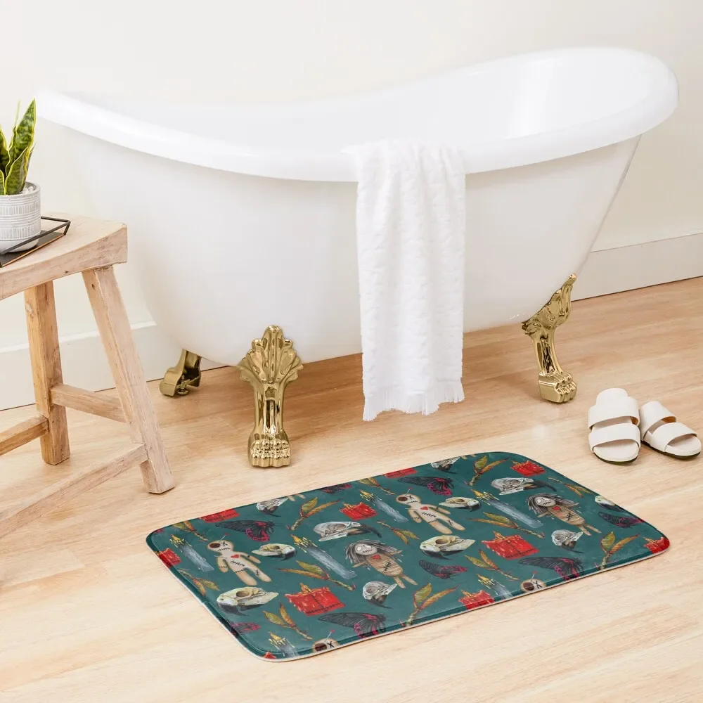 Voodoo Witch Pattern # 26 with Background Bath Mat Toilet Carpet Quick-Drying Bathroom Mat