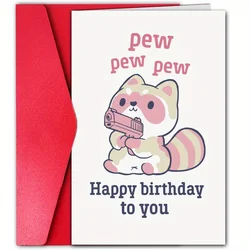 1pc, Happy birthday card, funny raccoon pun birthday card, cute friendship birthday card, creative birthday card, for him, her