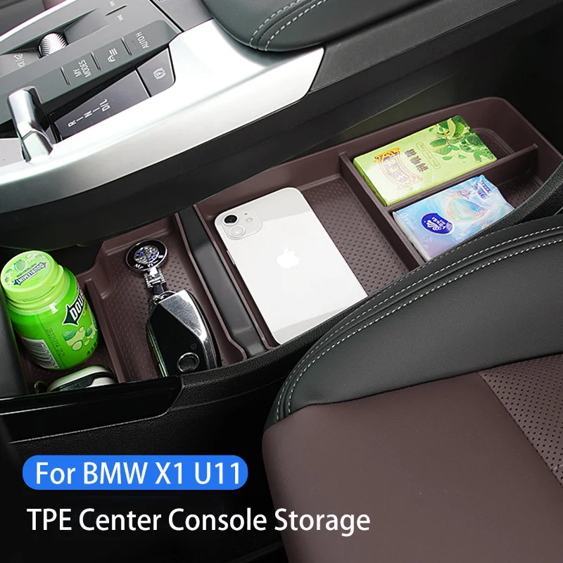 TPE Car Door Storage Box For BMW X1 U11 2023 2024 Front Door Slot Organizer Tray Armrest Center Console Storage Box Accessories