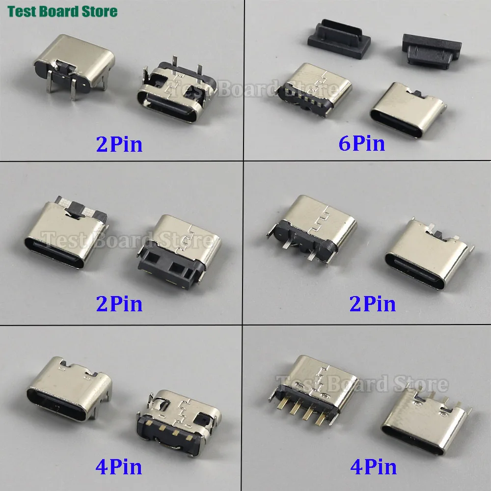 5/10/20Pcs USB Type C 2 Pin 4 Pin 6Pin Charging Port Socket Jack Connector Soldering DIY Repair Type C Female Connectors Adapter