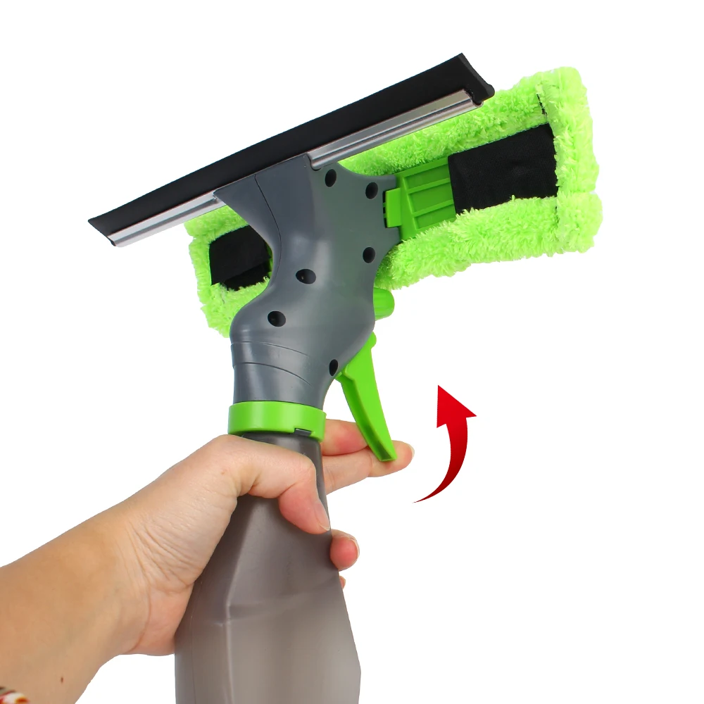 Spray Scraper Brush Microfiber Cloth Pad Kit Glass Scraping Wiper Water Spray Window Cleaner Household Cleaning Tool 3 in 1