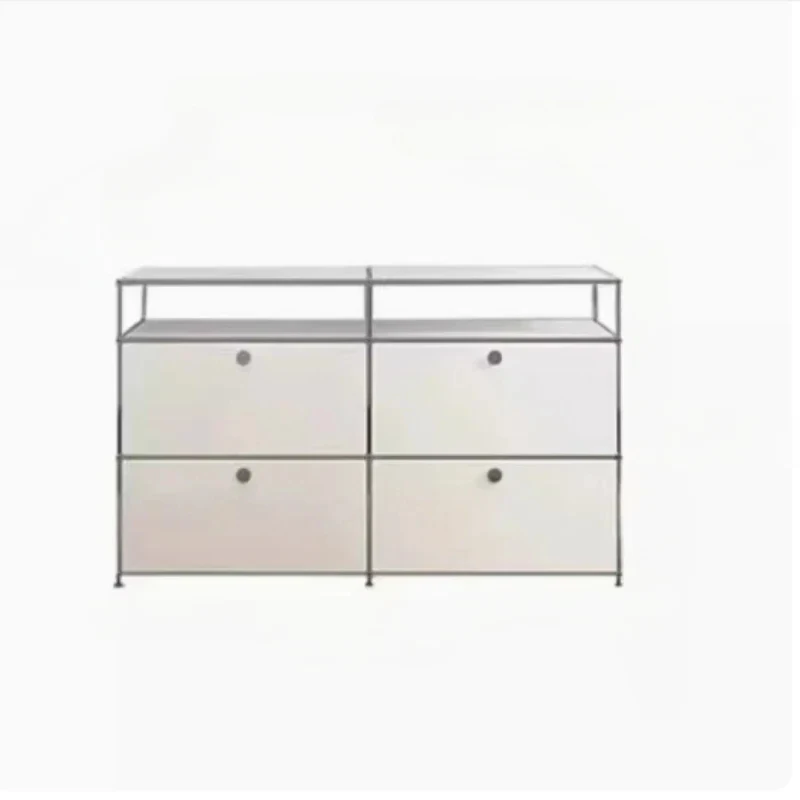 Middle-Ancient Stainless Steel TV Cabinet Storage Module Combination Sideboard Cabinet Living Room Minimalist Chest of Drawers