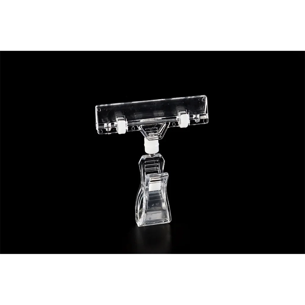 Clear Plastic Double Clamp Sign Holder Retaling Store Tag Clip