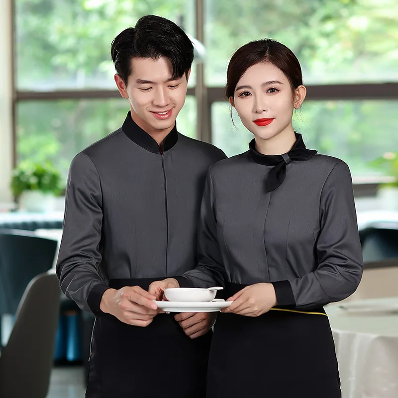 

Catering Work Uniform Long Sleeve Women Hotel Western Restaurant Cake Milk Tea Coffee Shop Hot Pot Restaurant Waiter Autumn Wint