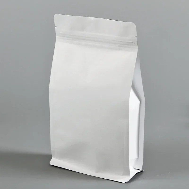 

100pcs Food Preservation Sealed Bags Dried Fruit Grain Cowhide Bag Self Standing Bag White Kraft Aluminum Foil Tea Packaging Bag