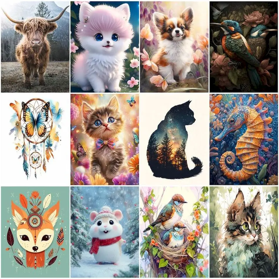

RUOPOTY Oil Painting By Numbers Animals Paint Brushes Color Markers Drawing Canvas Picture Coloring By Numbers Home Decor Items