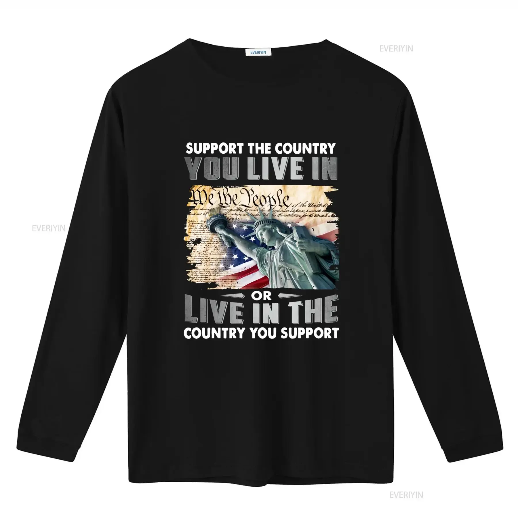Patriotic T Shirt Support The Country You Live In Or Statue Of Liberty Design vintage Washed Stylish streetwear Soft Unisex