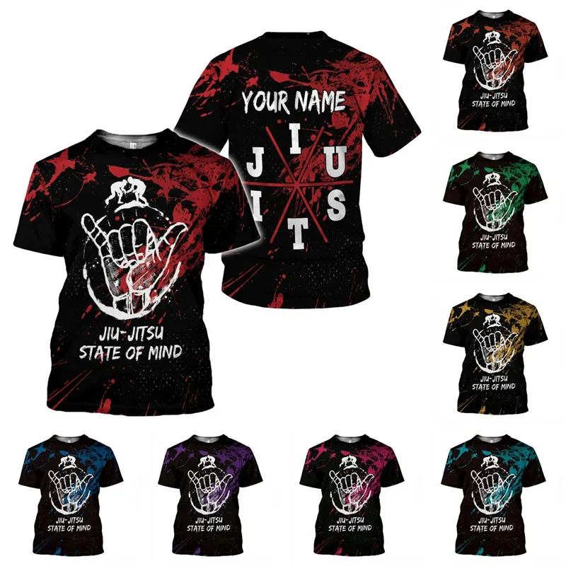

Trendy and fashionable short sleeved 3D digital printed custom Jiu Jitsu pattern loose round neck casual T-shirt for men
