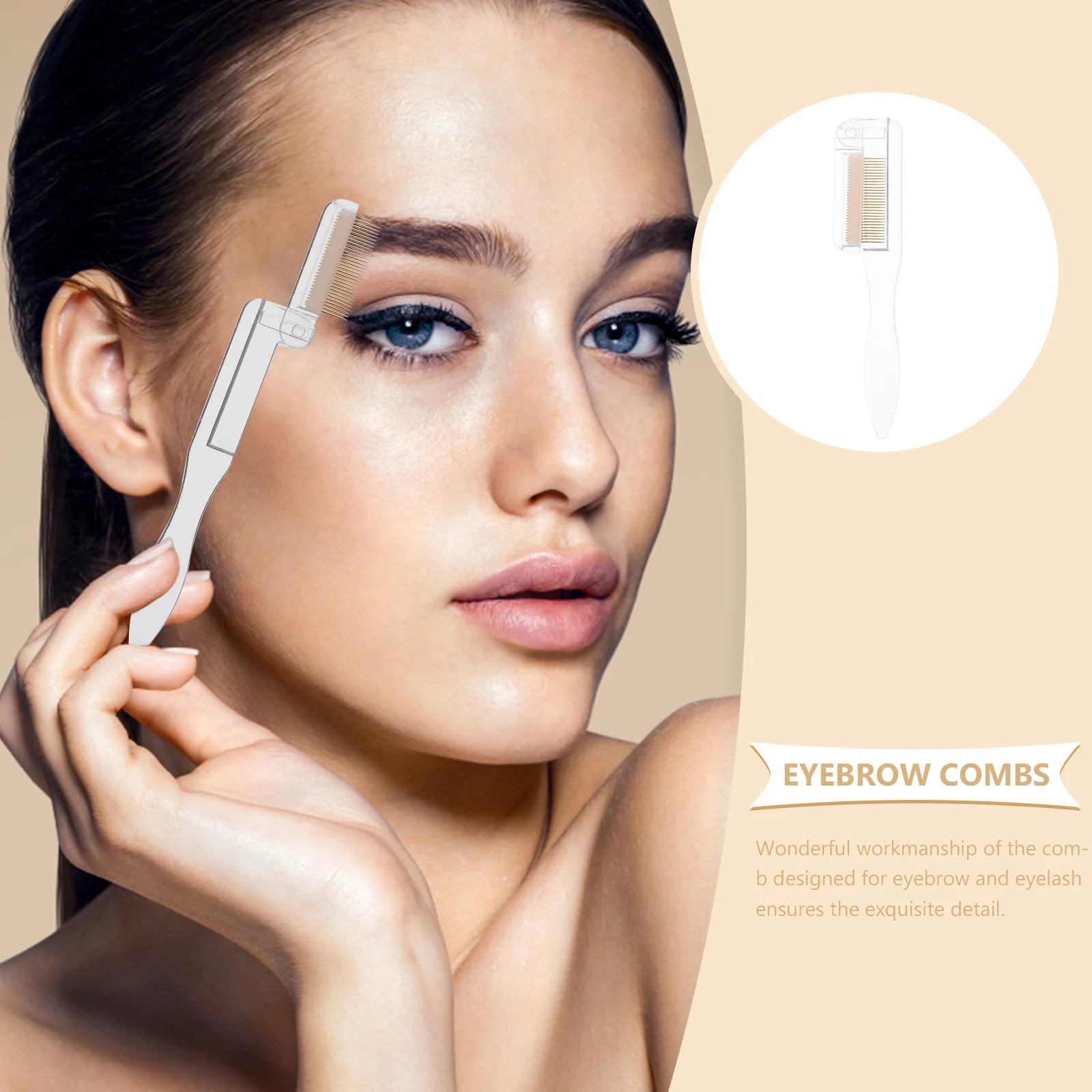 

2pcs Folding Eyelash Eyebrow Comb Stainless Steel Makeup Tool Portable Brow Brush Travel Essential Beauty Accessory