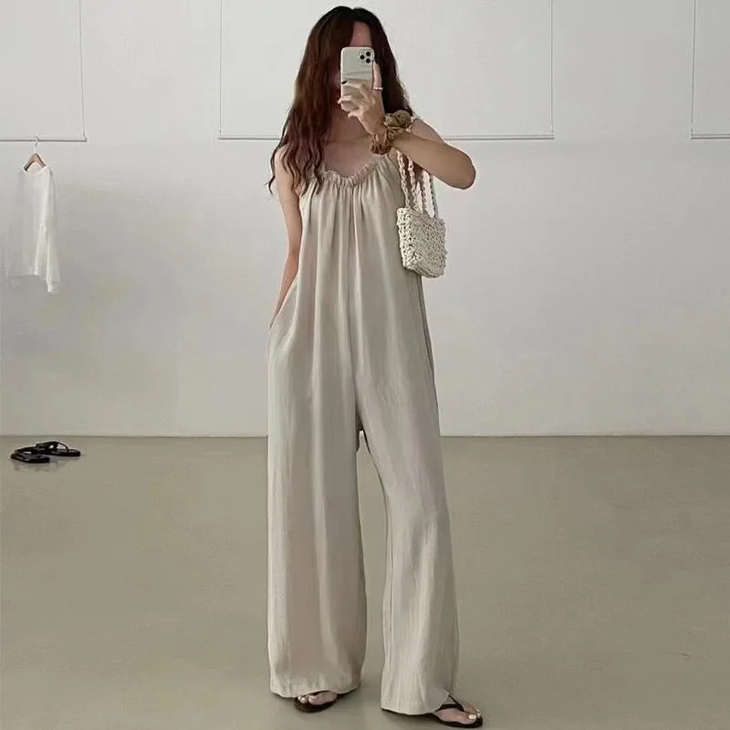 Spring and Summer 2024 Ladies Digital Printing Color Gradient Sleeveless Casual Baggy Jumpsuit