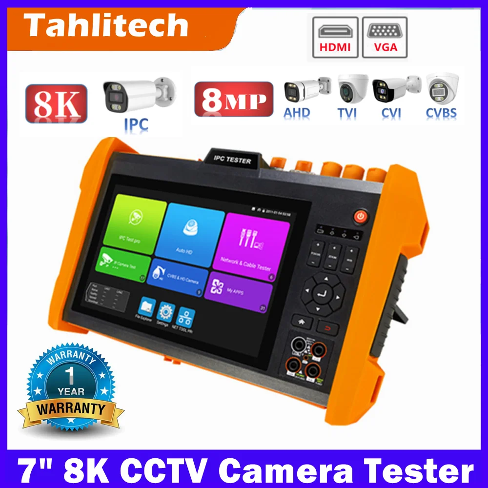 

7-Inch IPC Tester K15-CLMOVTADHSEFG AHD CVI TVI SDI Camera Tester SFP optical module PoE Wifi VGA Cable Tracer IP Camera Tester