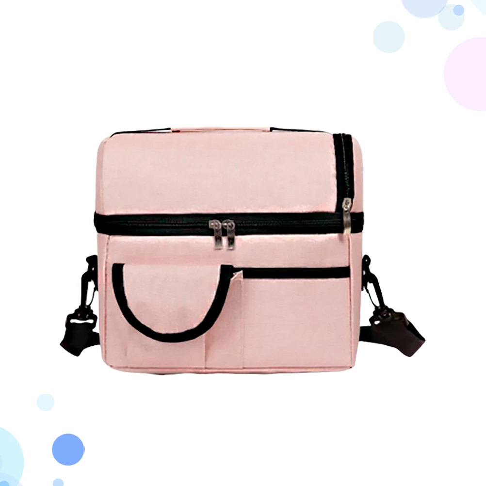 

Double Layer Lunch Tote Bag Insulation Lunch Portable Bento Pouch Bento Storage Bag for Outdoor Picnic (Pink)