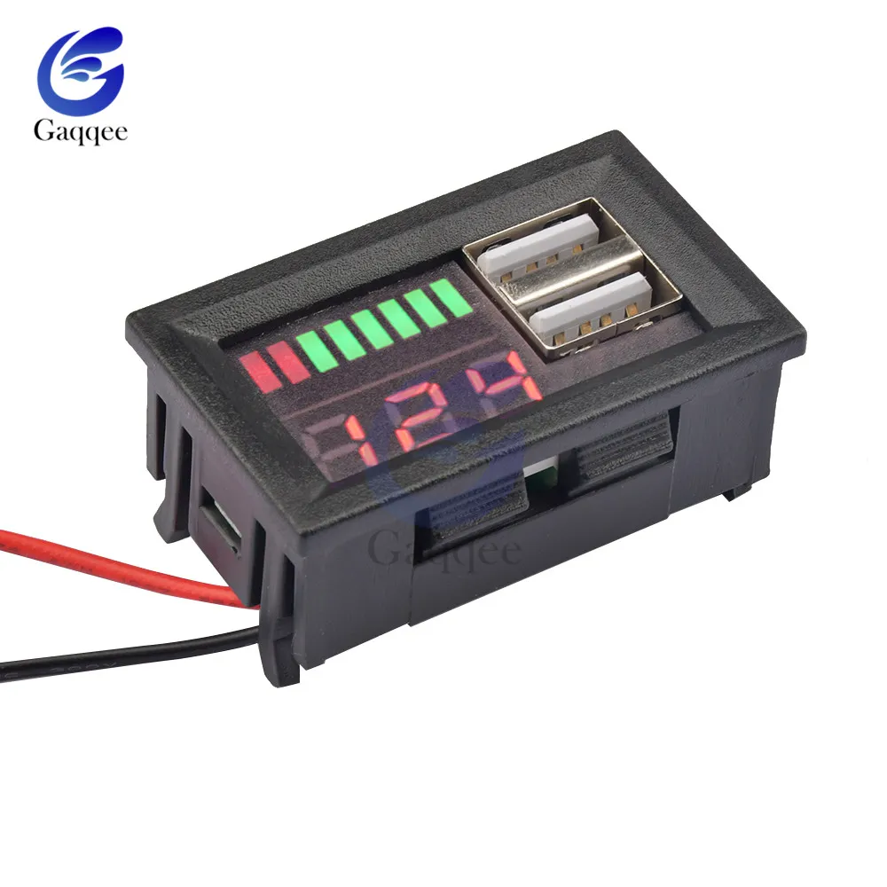 LED Digital Voltmeter 12V Car Battery Charge Level Indicator USB 5V 2A Battery Capacity Meter Voltmeter Tester Monitor Ammeter