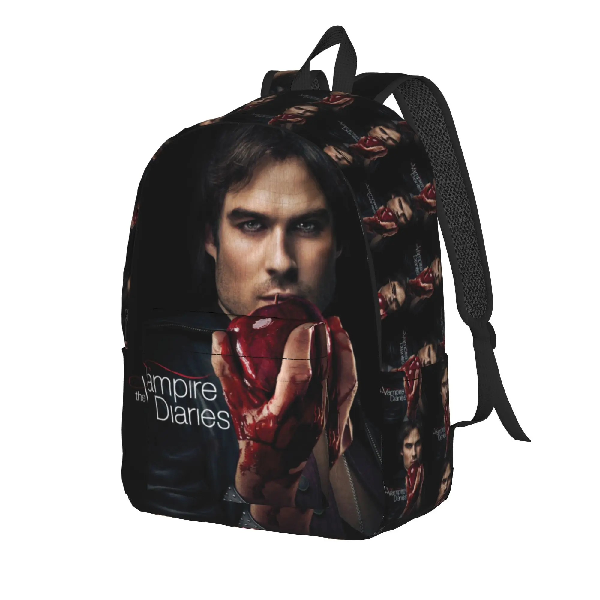 The Vampire Diaries Resuable Movie Backpack Damon Salvatore Kawaii Backpacks Student Unisex Daily Print School Bags Rucksack