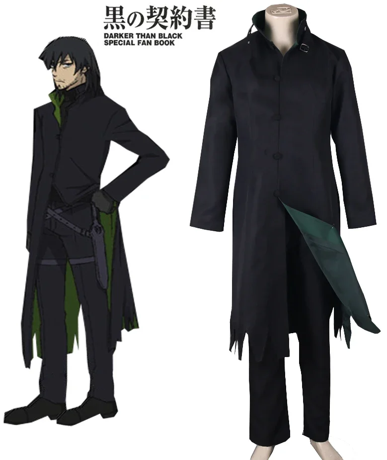 Anime DARKER THAN BLACK Cosplay Man Halloween Cosplay Costume Coat+Pants+Leg Band+Gloves