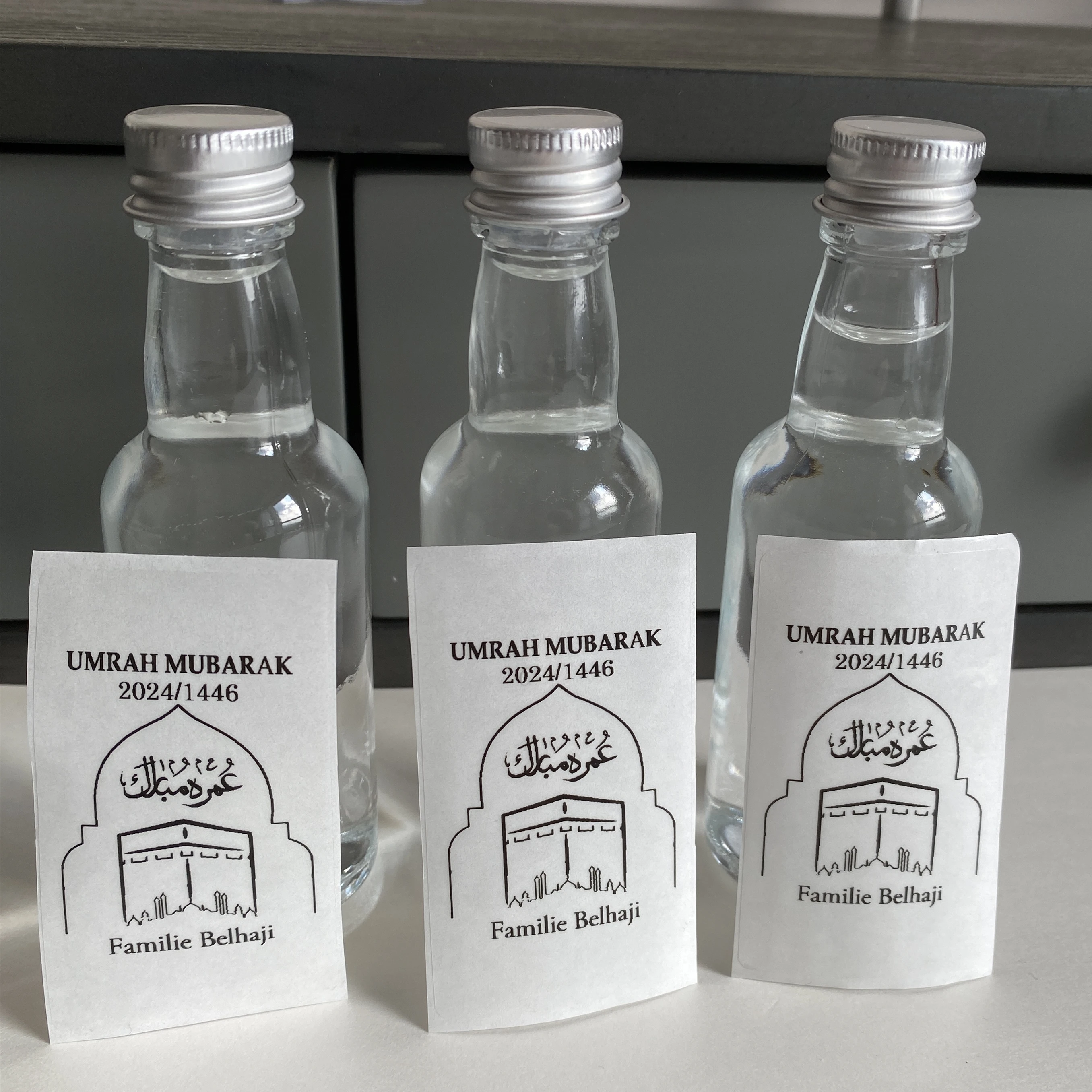 Personalized Umrah mubarak Zamzam Water bottles Stickers Custom Labels Decor