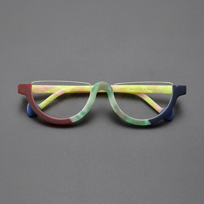 Frosted textured semi-round glasses frame men\'s and women\'s fashion acetate optical frames Luxury brand prescription glasses