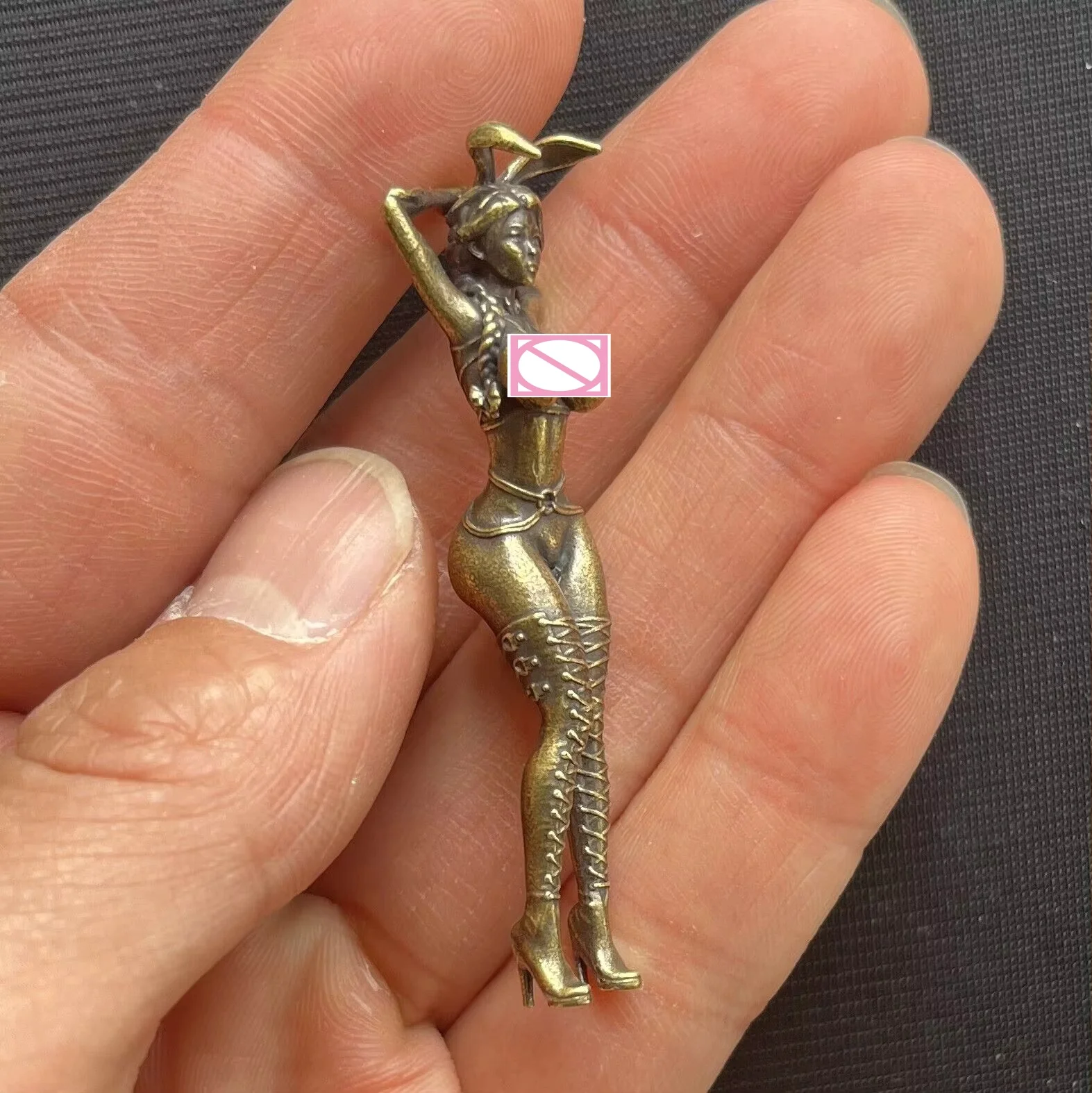 

2.3" Brass Hot Rabbit Girl Statue Art Beauty Model Figurine Artwork Collection