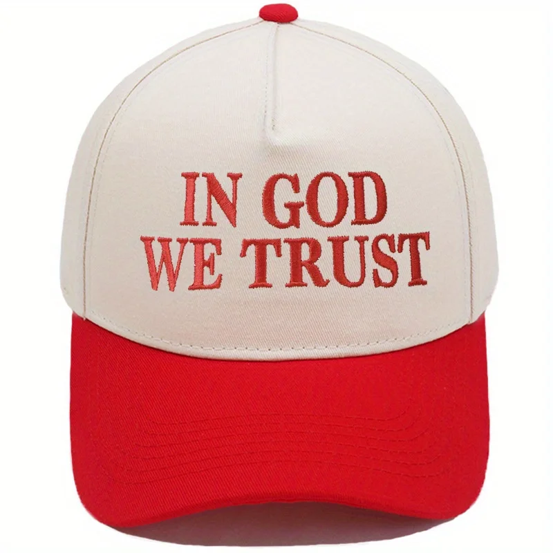 In God We Trust Embroidered Trucker Hat Color Blocked Baseball Cap Unisex Casual Sun Hat