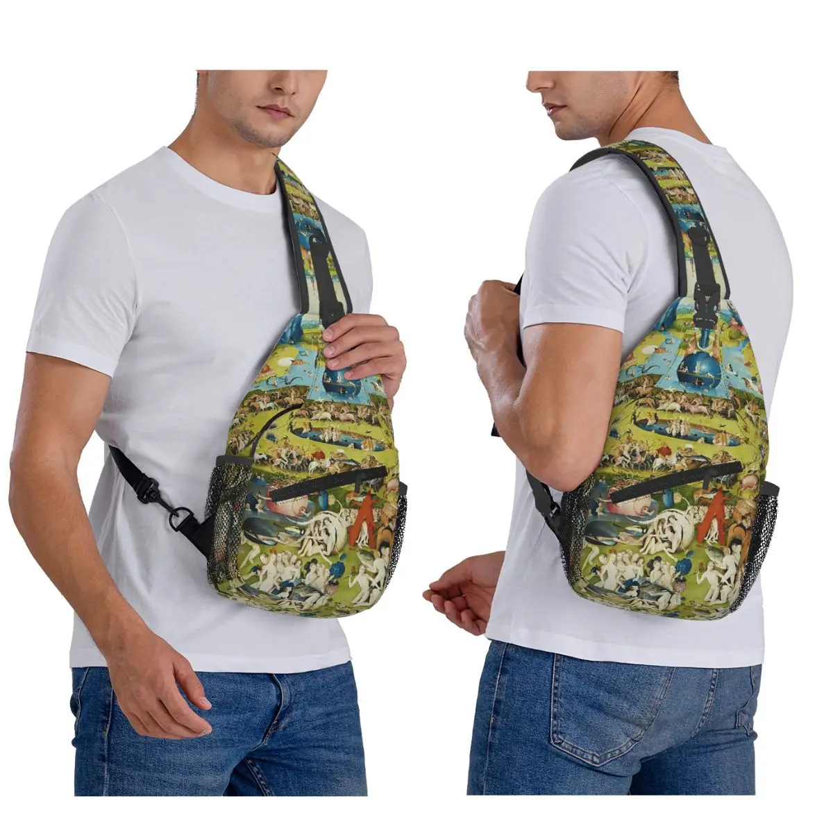 

Hieronymus Bosch - Garden Of Earthly Delights Poster Chest Bag Men Sling Crossbody Backpack Chest Bag Daypack Shoulder Bag
