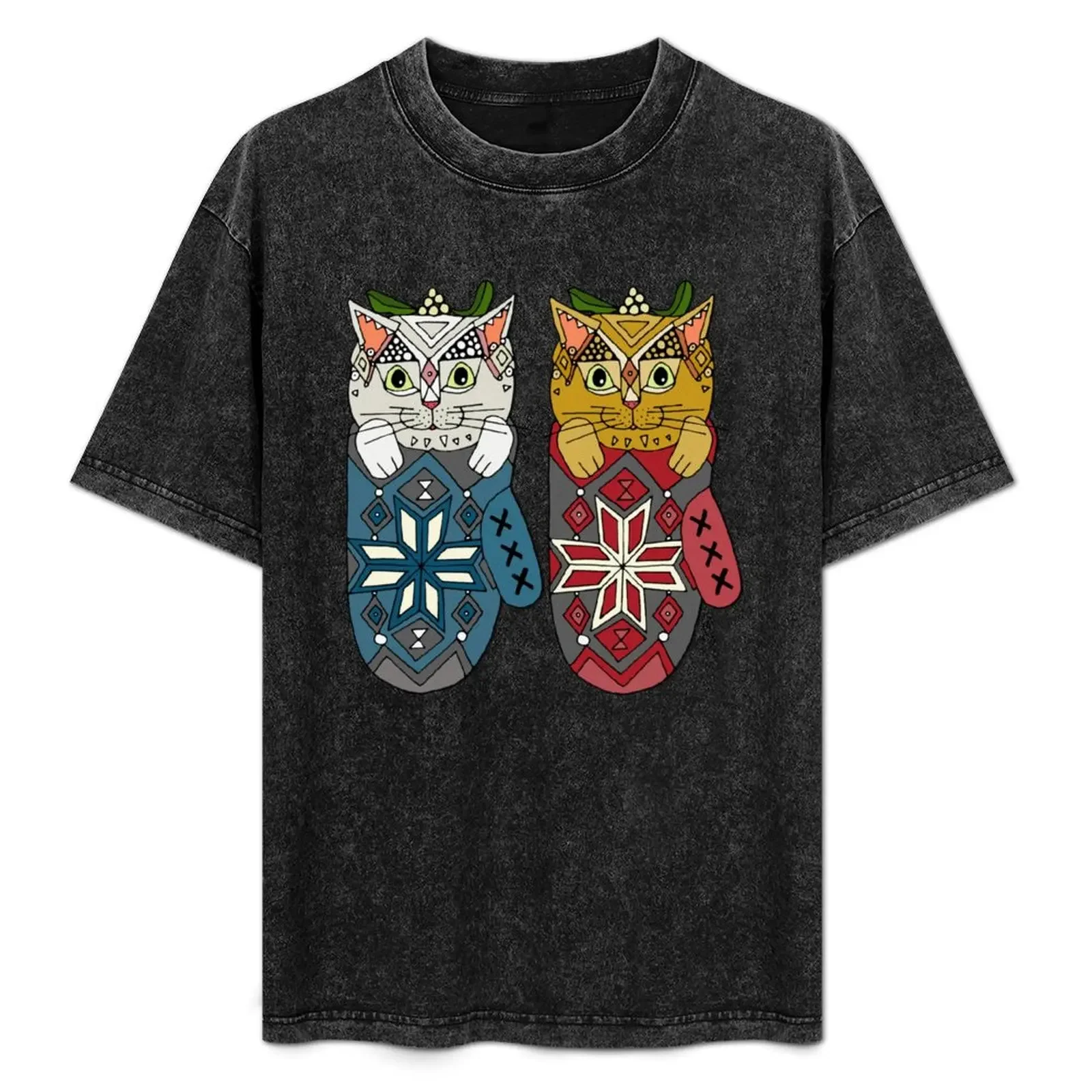 

mistletoe kitten mittens T-Shirt oversized t shirt summer top gifts for boyfriend t shirt men