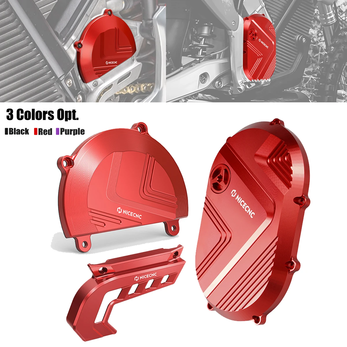 

NICECNC For 2025 2024 Stark Varg EX MX Enlarged Left Right Motor Cover Protector Sprocket Cover Chain Guard Kit For STARK VARG