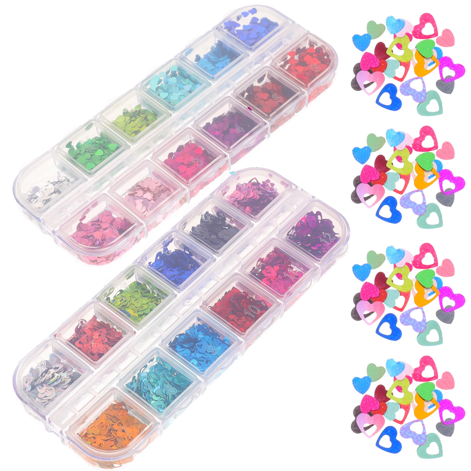 

Heart Art Glitters Sequins 2 Boxes Multicolor Diy Nail Decor For Valentine'S Day Party Manicure Supplies Nail Studs