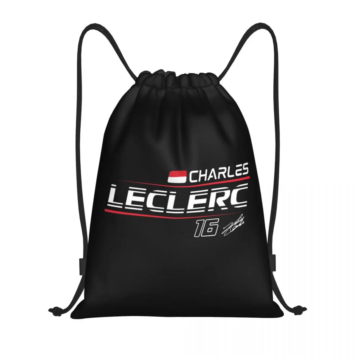 Custom Charles Leclerc 16 Sport Car Race Drawstring Bag for Shopping Yoga Backpacks Women Men Sports Gym Sackpack