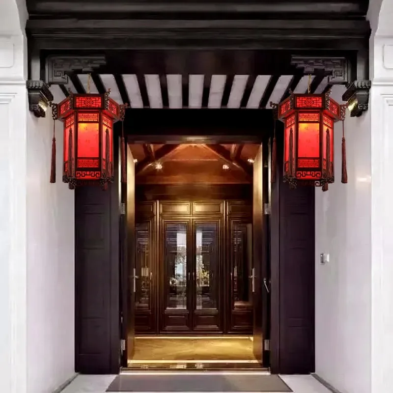 palace lamp balcony red lantern chandelier temple ancestral hall Chinese style antique building door