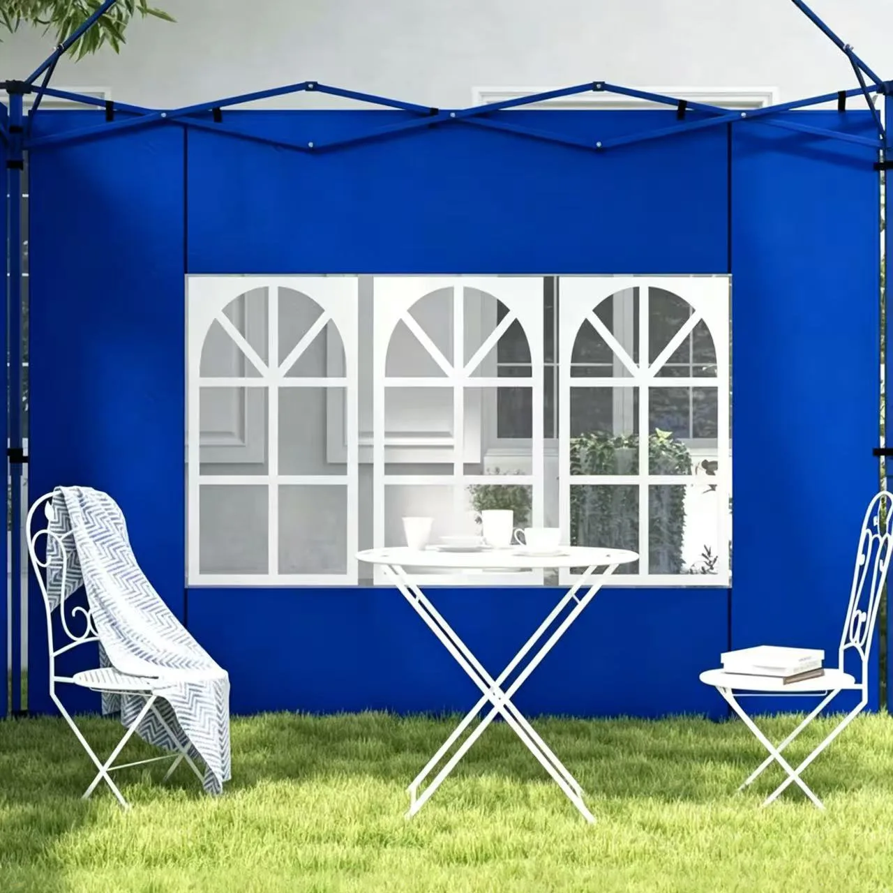 A Klein Blue Outdoor Tent Window-Side Panel, Suitable for 10Ft*10Ft Four-Corner Tents, Provides Some Light Transmission While Ensuring Privacy (Does Not Include Home)