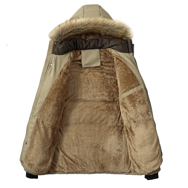 Men Parka Winter New Windproof Fleece Warm Thick Jacket Coat Men Fashion Hooded Fur Collar Jacket Classic Casual Parka Men