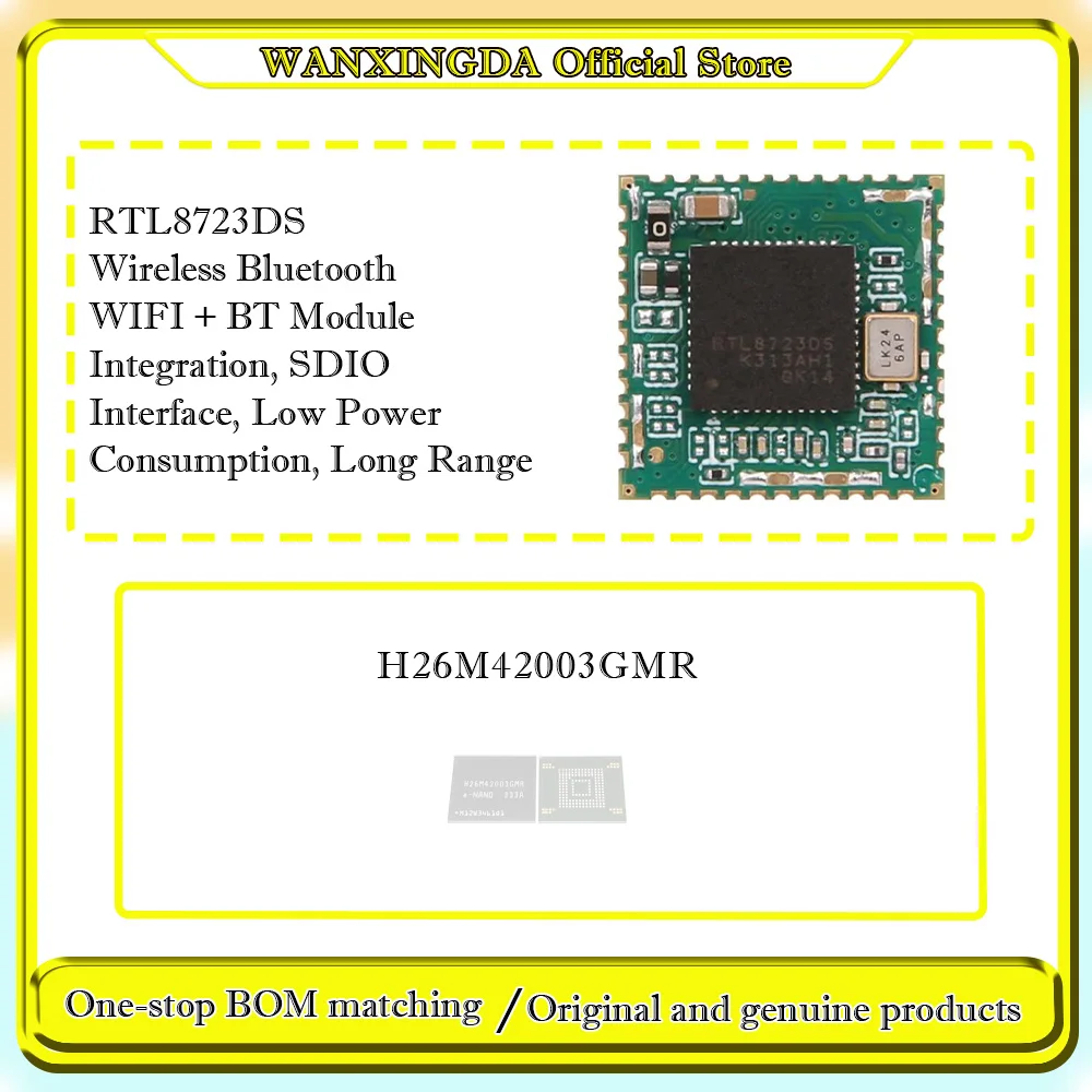 

H26M42003GMR RTL8723DS Wireless Bluetooth WIFI + BT Module Integration, SDIO Interface, Low Power Consumption, Long Range