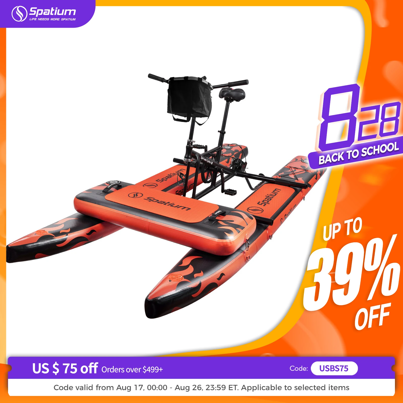 Spatium sup water bike 3,0 aufblasbares pedal boot aufblasbares pedal kajak wasser fahrräder für see fischen pedal boot stabiler
