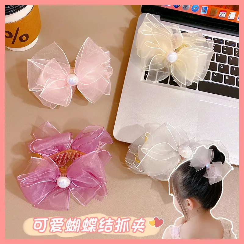 1 Piece Children  hairpin headdress sweet princess baby bow ball head fixed artifact clip hairpin girl hair accessories.