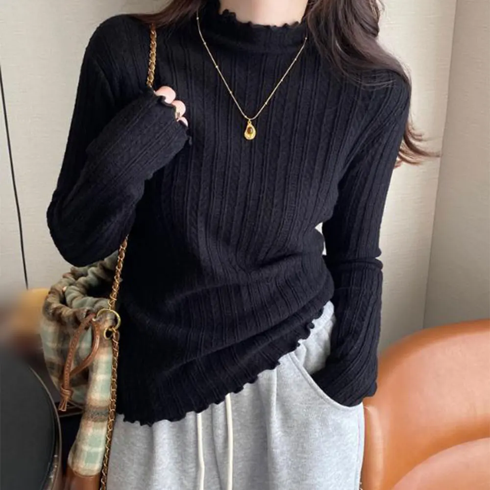 

For semi high neck knitted top for women with cashmere sweater look Xiaoxiangfeng style suitable for summer and holiday