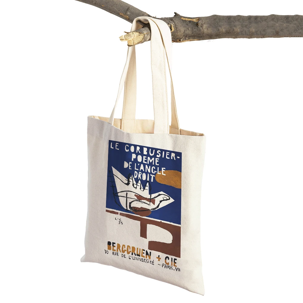 Le Corbusier Line Woman Nude Color Block Lady Shopping Bag Supermarket Travel Tote Handbag Casual Canvas Women Shopper Bags