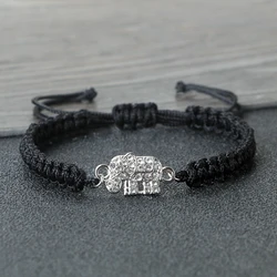 Cute Crystal Elephant Pendant Bracelet Women Men Handmade Couple Bangles Chain High Quality Pulsera Jewelry Gift for Friend