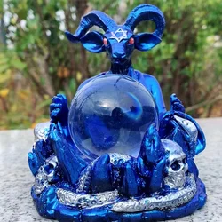 Resin Gothic sheep head, crystal ball holder, display stand, creative ornament, home decoration, living room