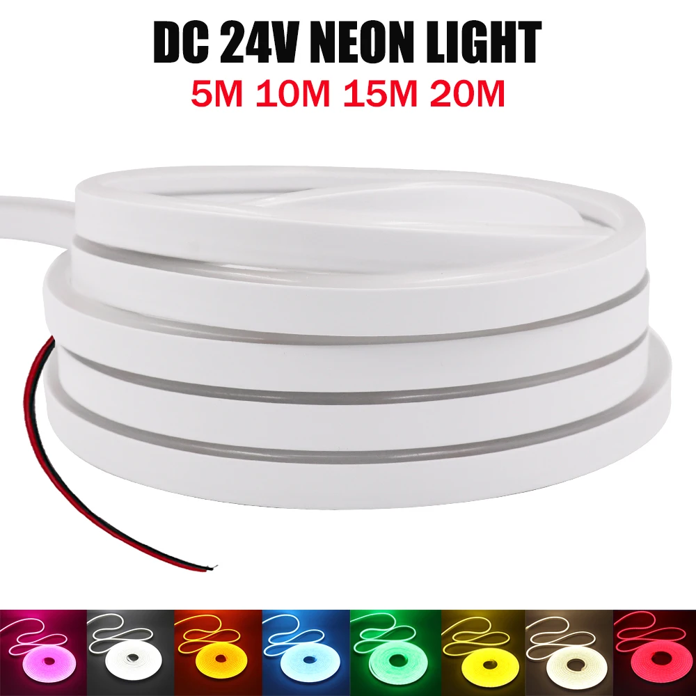 DC 24V LED Neon Light 5x11mm Elastyczna taśma LED 2835 120 diod LED / m Wodoodporna zewnętrzna taśma LED Home Decor 0,5m 5m 10m 15m 20m