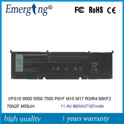 11.4V 86Wh 69KF2 8FCTC Laptop Battery For Dell Alienware M15 M17 R3 2020 P87F P45E XPS 15 9500 Precision 5550 Inspiron 7500