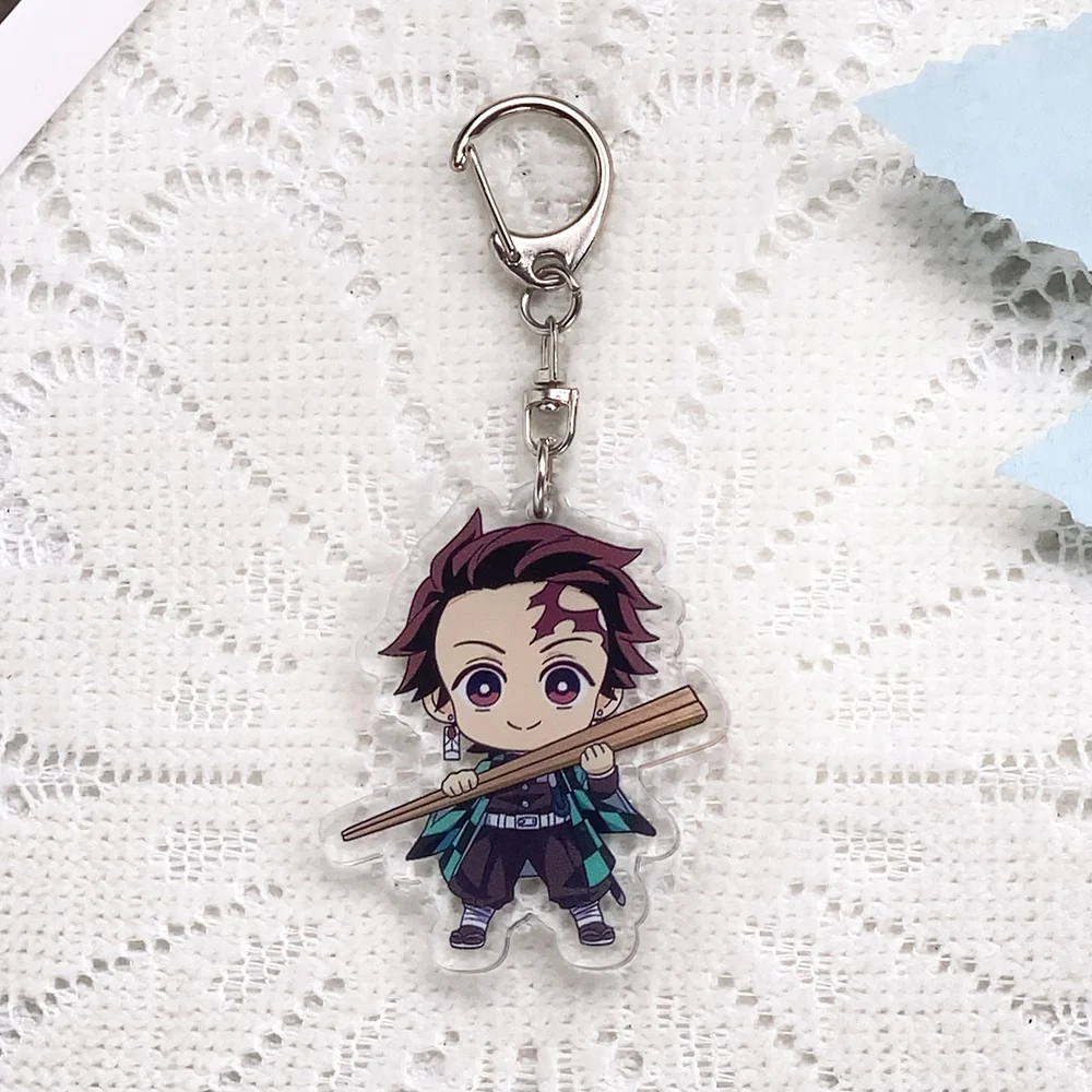 1/6PCS Anime Characters Demon Slayer Acrylic Car Keychain Accessories Keyrings Friends Gifts Funny​ Bag Charms Backpack Pendant