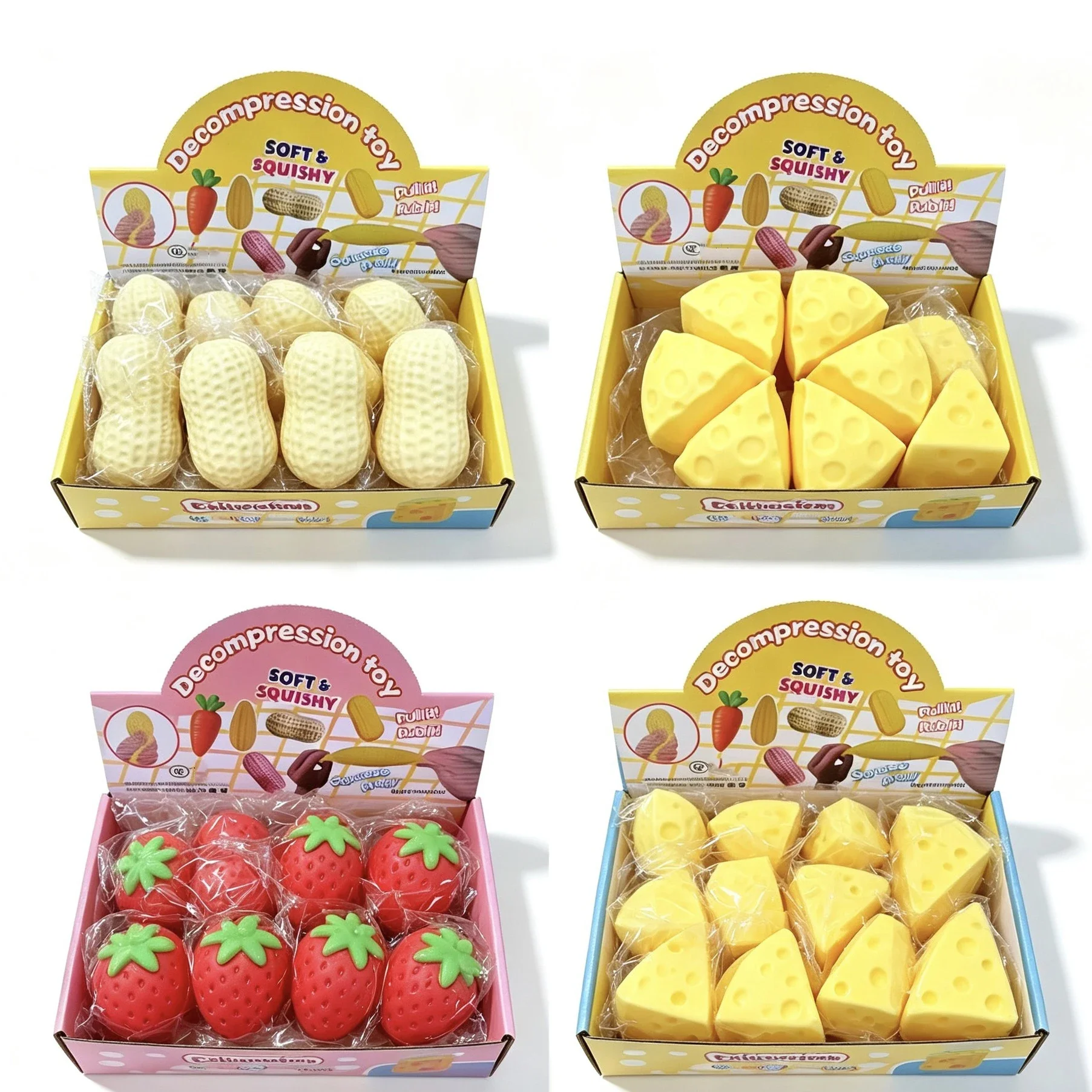 1/5/10 SZT. 6cm Zabawki Squishy Ser Truskawka Orzechy Ziemne Piłeczki Antystresowe Zabawki do Ściskania Powoli Rosnące Zabawki Antystresowe Upominki na Przyjęcia