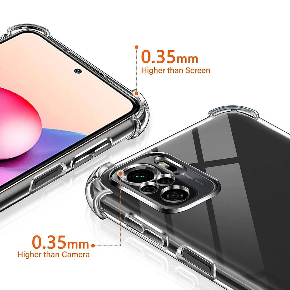Airbag Shockproof Silicone Phone Case For Xiaomi Redmi Note 10 11 12 Pro Max Note 10s 11s 12s  4G 5G Clear Gel TPU Soft Case image 4