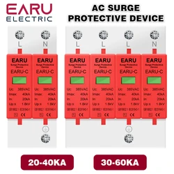 AC SPD 1P 2P 3P 4P 40KA 60KA 385V House Lightning Surge Protector Protective Low Voltage Arrester Device 20KA 30KA